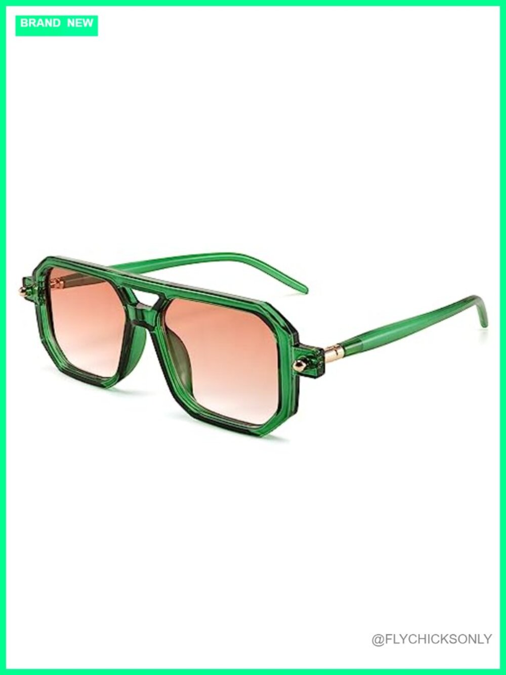 Vintage Square 70s Aviator Sunglasses UV400 Flat Frame